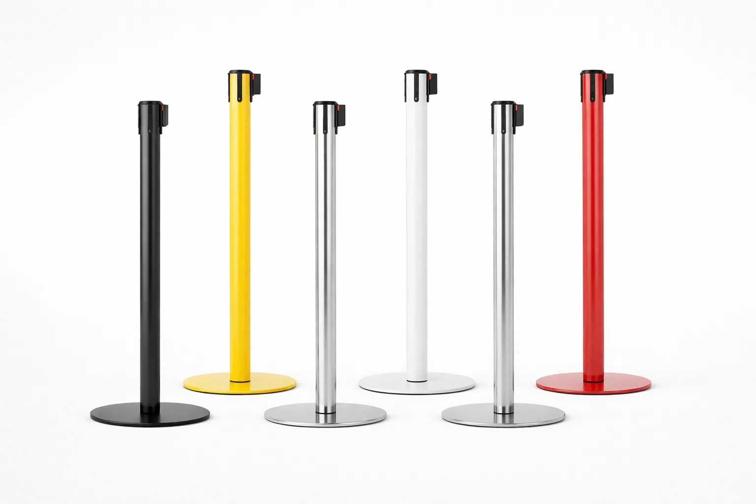 Poteaux de guidage à sangle rétractable multicolores — Telnaline® Belgique