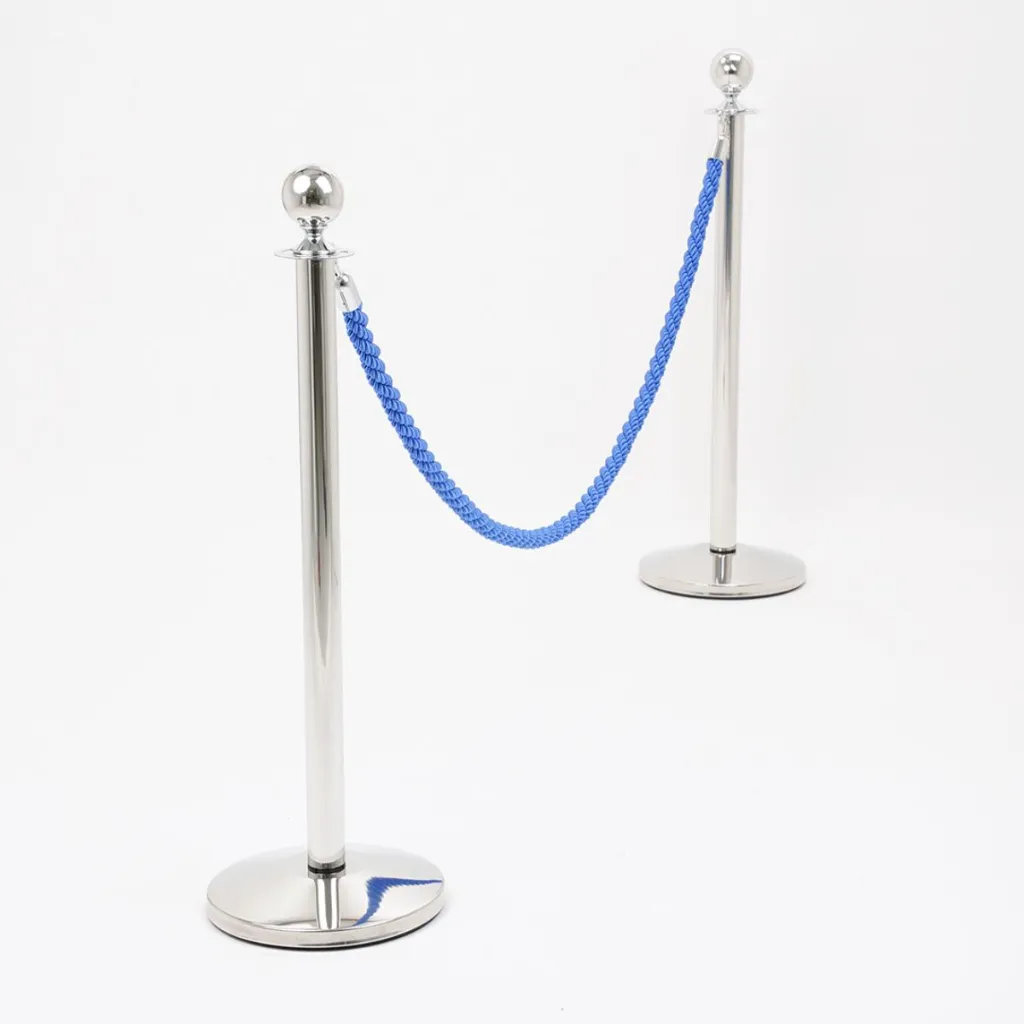 Poteau guidage chrome brillant tête boule avec cordon velours TELNALINE®