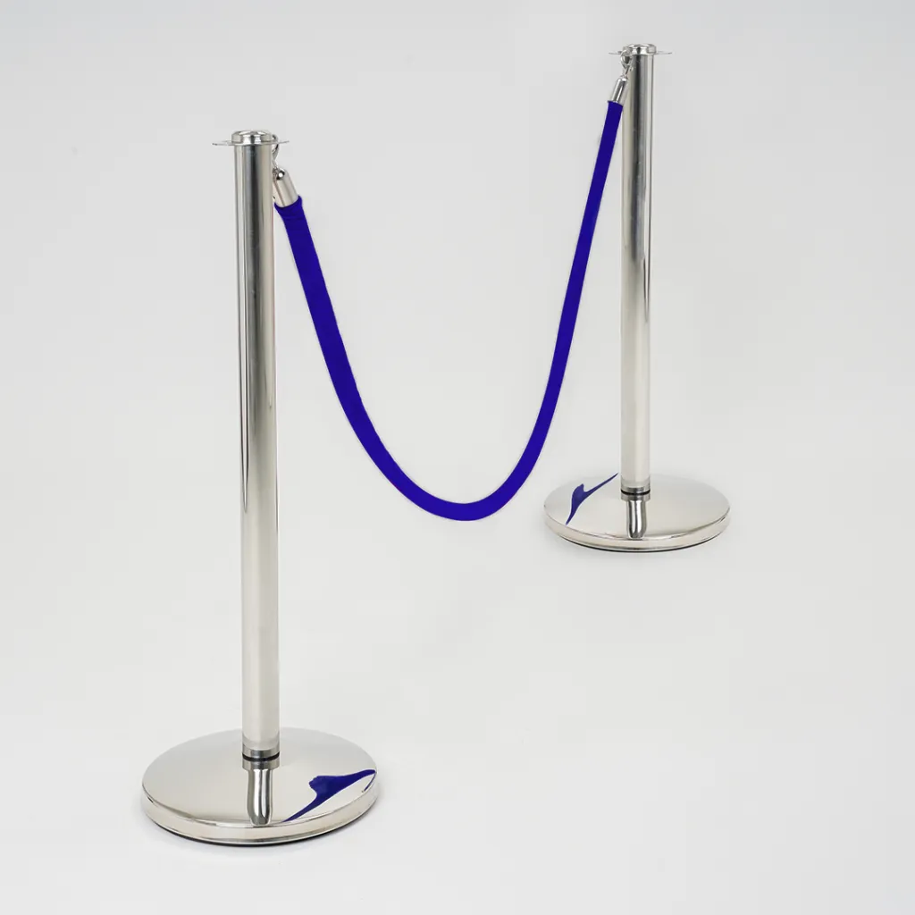 Connexion cordon entre poteaux de guidage chrome avec mousqueton TELNALINE