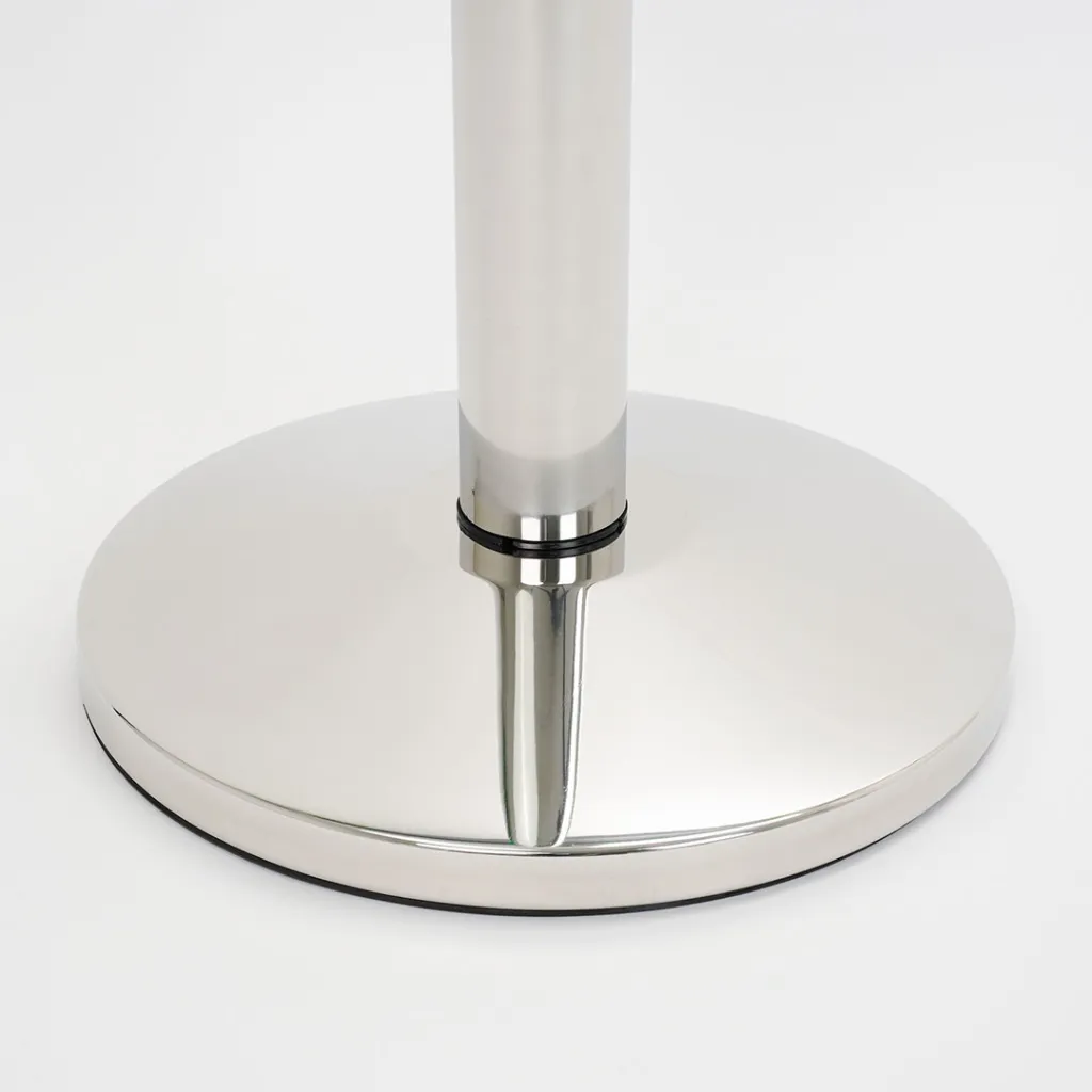 poteau-guidage-acier-poli-detail-base-conique-antiderapant-telnaline.webp