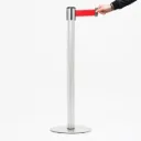 Poteau de guidage sangle 3m – Acier brossé base lestée 15 kg