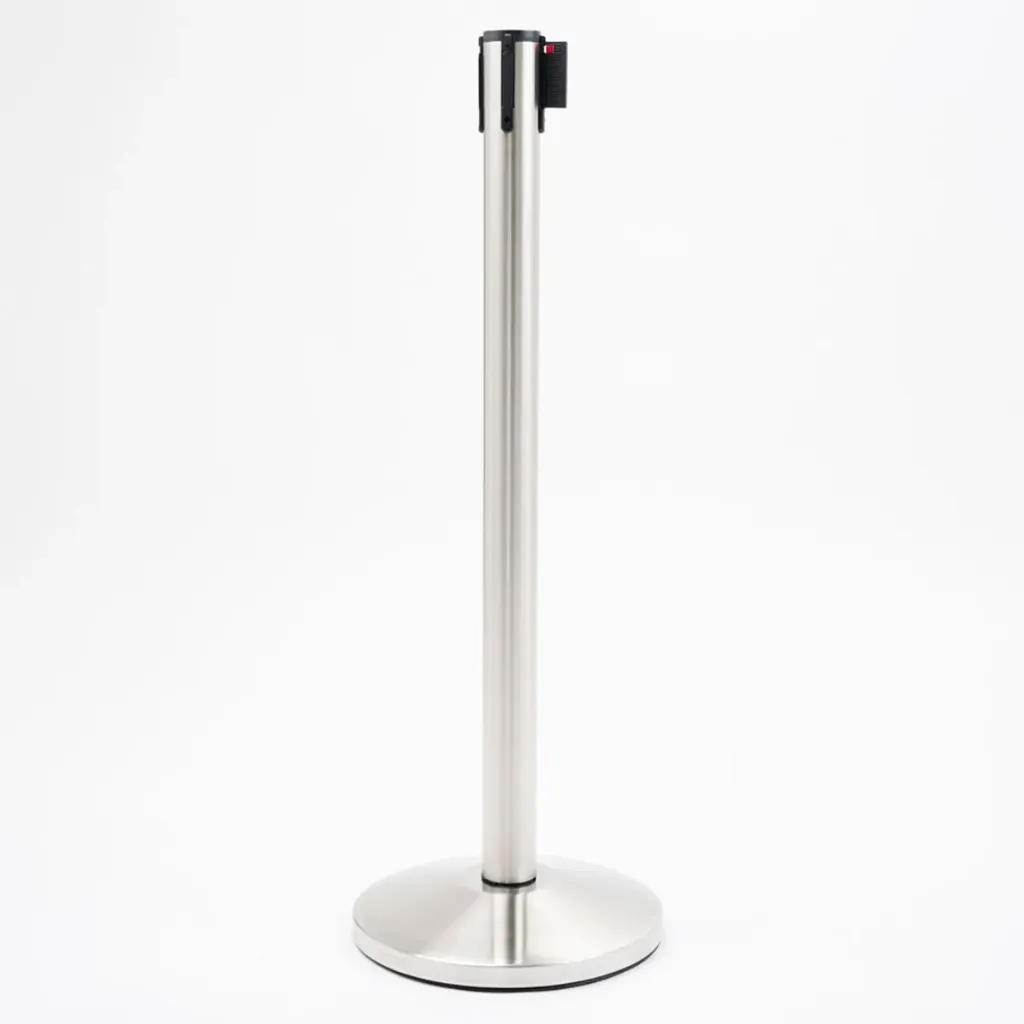 [TLNSTOP51] Poteau de guidage sangle 3m – Acier brossé base conique
