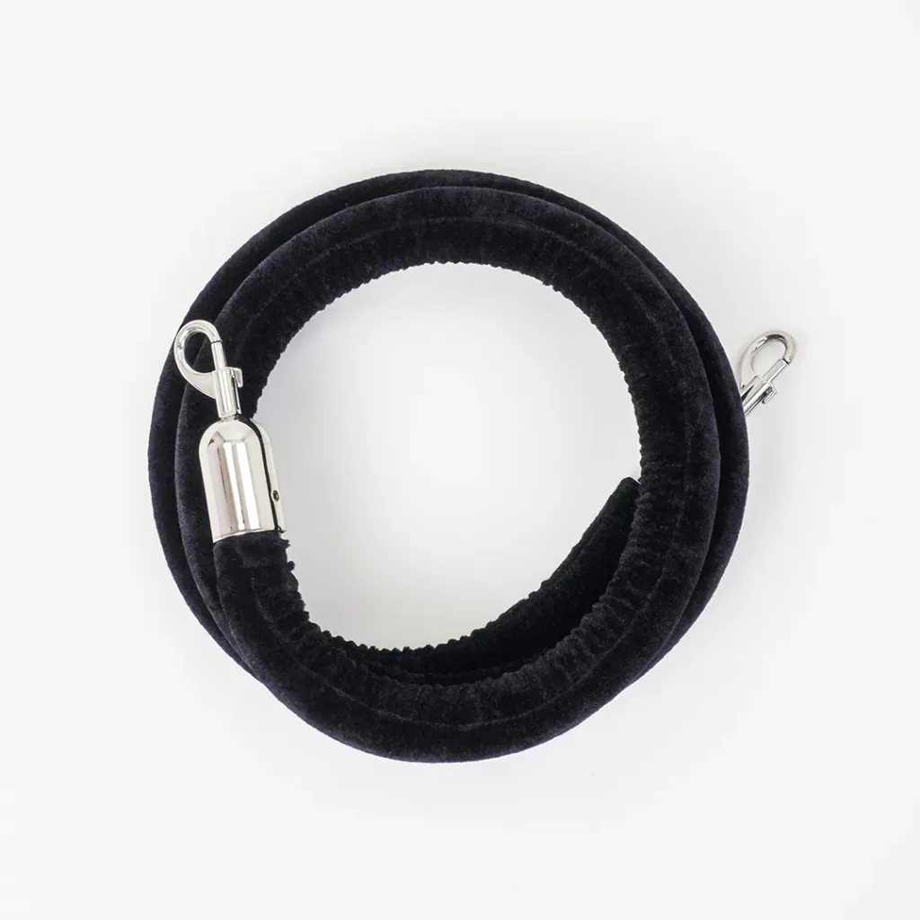 [TLNSTOP44L-N] Cordon velours 2m – Mousquetons chromés (Noir)